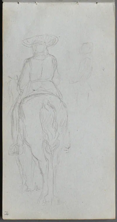 Sketchbook, page 19: Study of a Figure on Horseback seen from behind