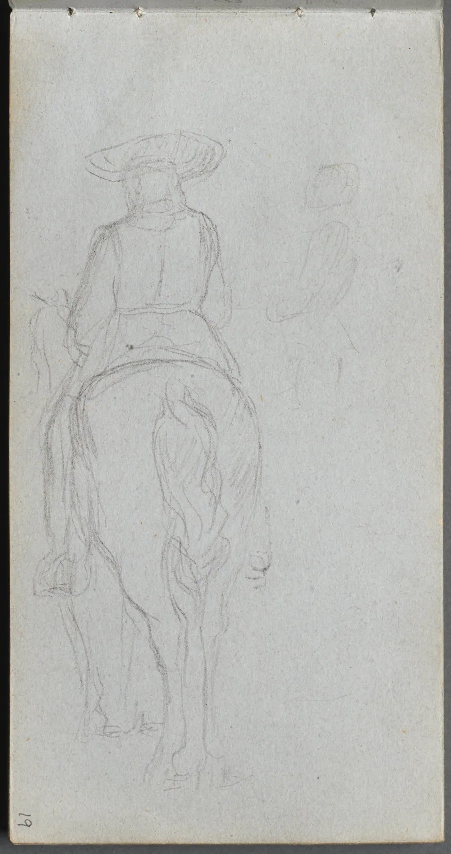 Sketchbook, page 19: Study of a Figure on Horseback seen from behind by Ernest Meissonier