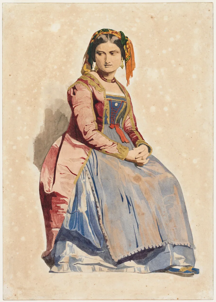 Seated Italian Woman by Dominque Louis Papety