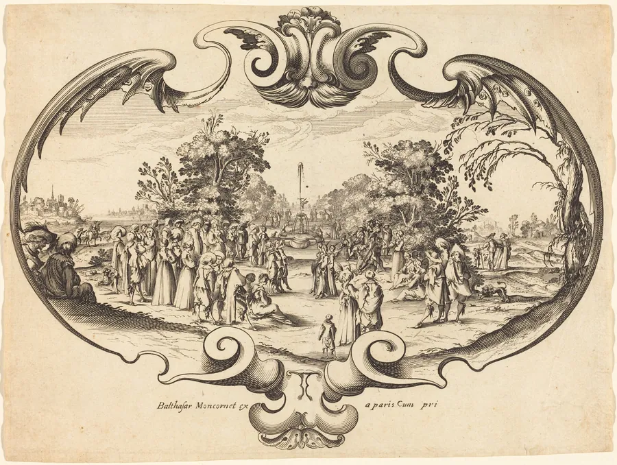 Design for a Fan: Courtly Figures in a Landscape by Noël Cochin