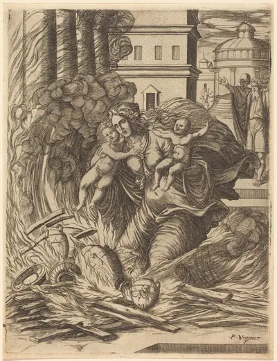 The Wife of Hasdrubal Throws Herself on the Fire