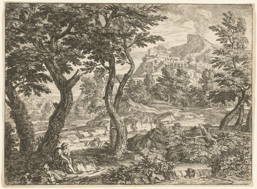 Landscape with a Traveler Resting by Georges Focus
