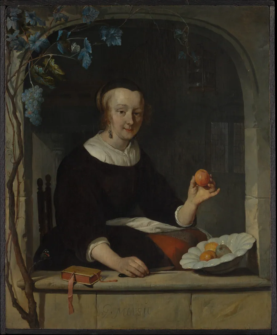 A Woman Seated at a Window by Gabriël Metsu