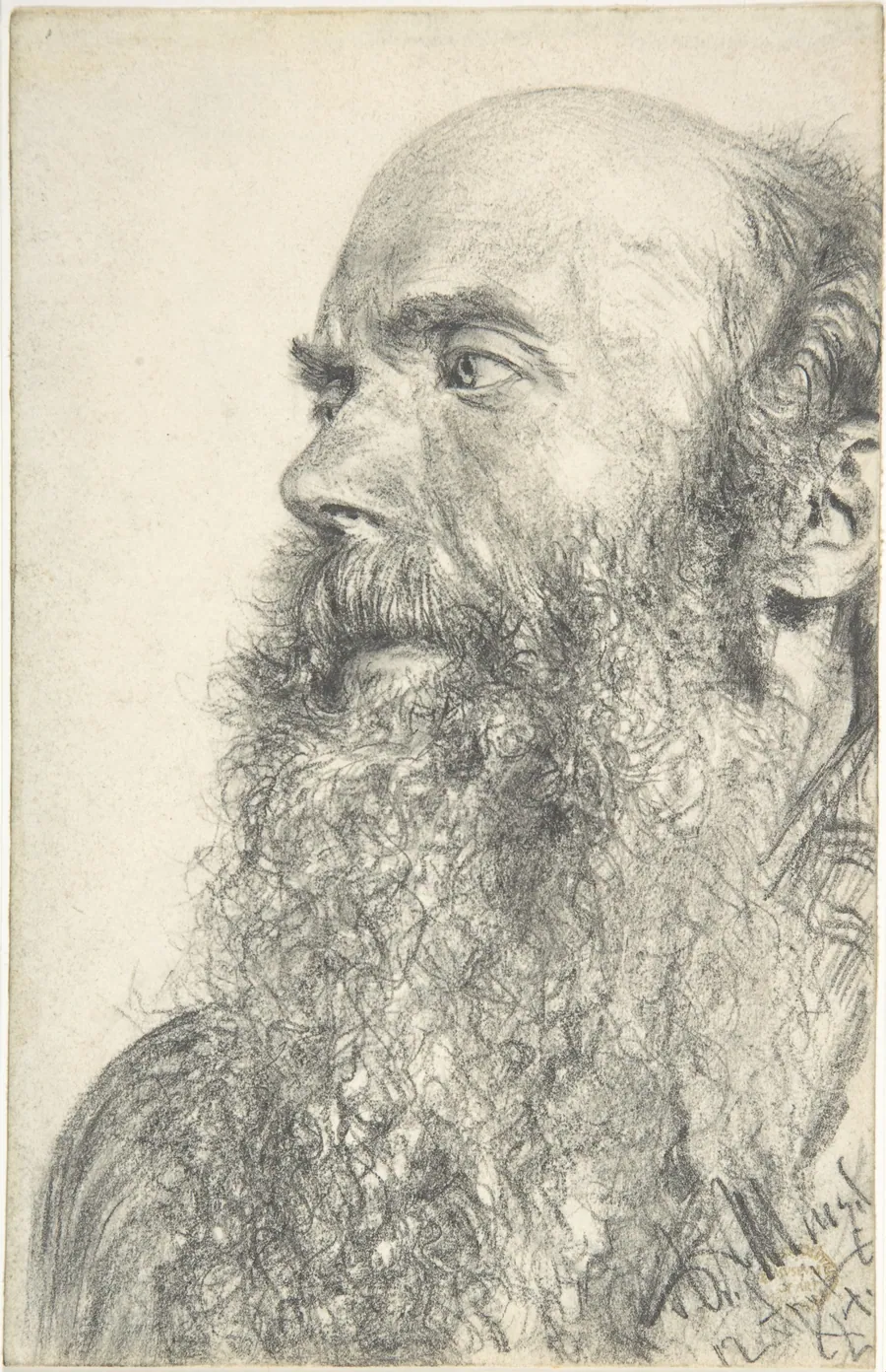 Head of a Bearded Man by Adolph Menzel