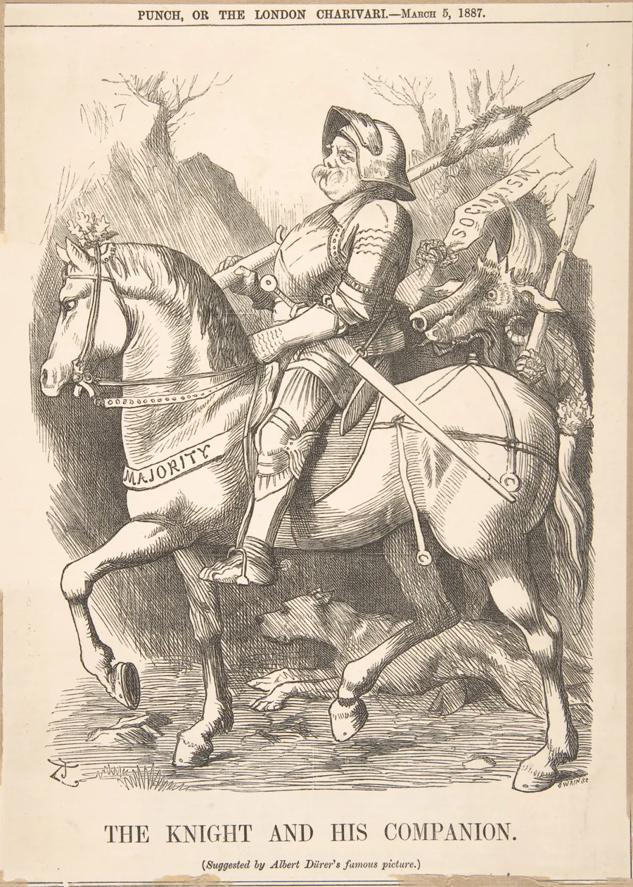 The Knight and His Companion (Punch, March 5, 1887) by Sir John Tenniel