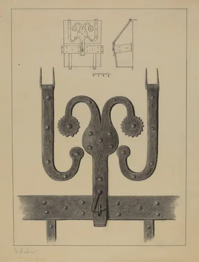 Pa. German Hinges and Hasp on a Conestoga Wagon Tool Box