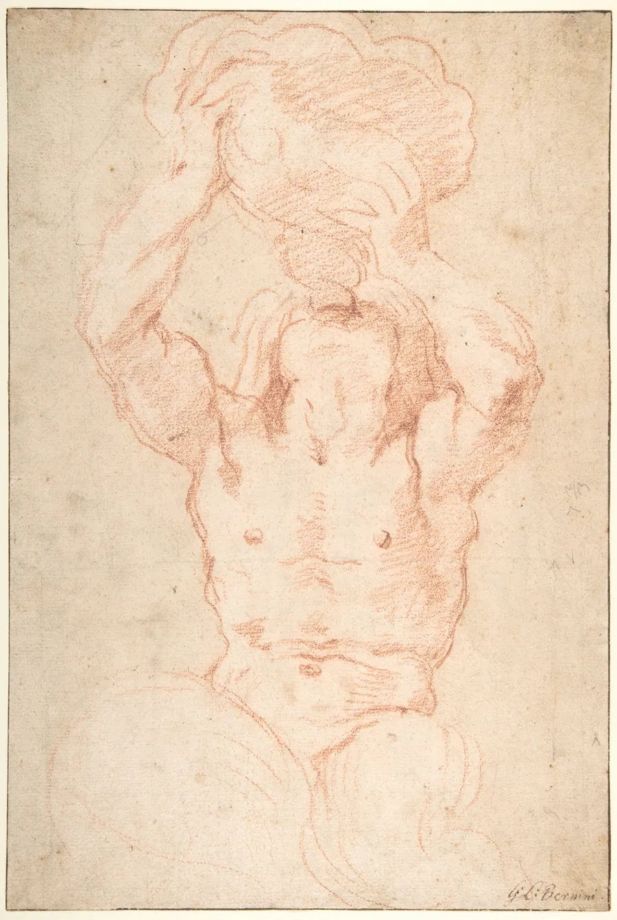 Study for a Triton (recto); Anatomical Studies ? (verso) by Gian Lorenzo Bernini