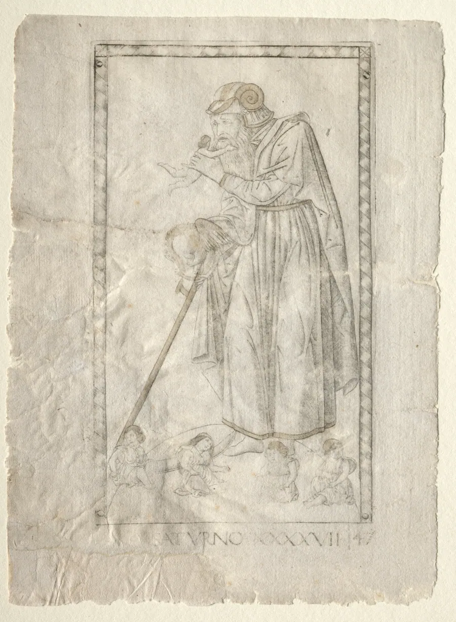 Saturn (from the Tarocchi, series A:  Firmaments of the Universe, #47) by Master of the E-Series Tarocchi