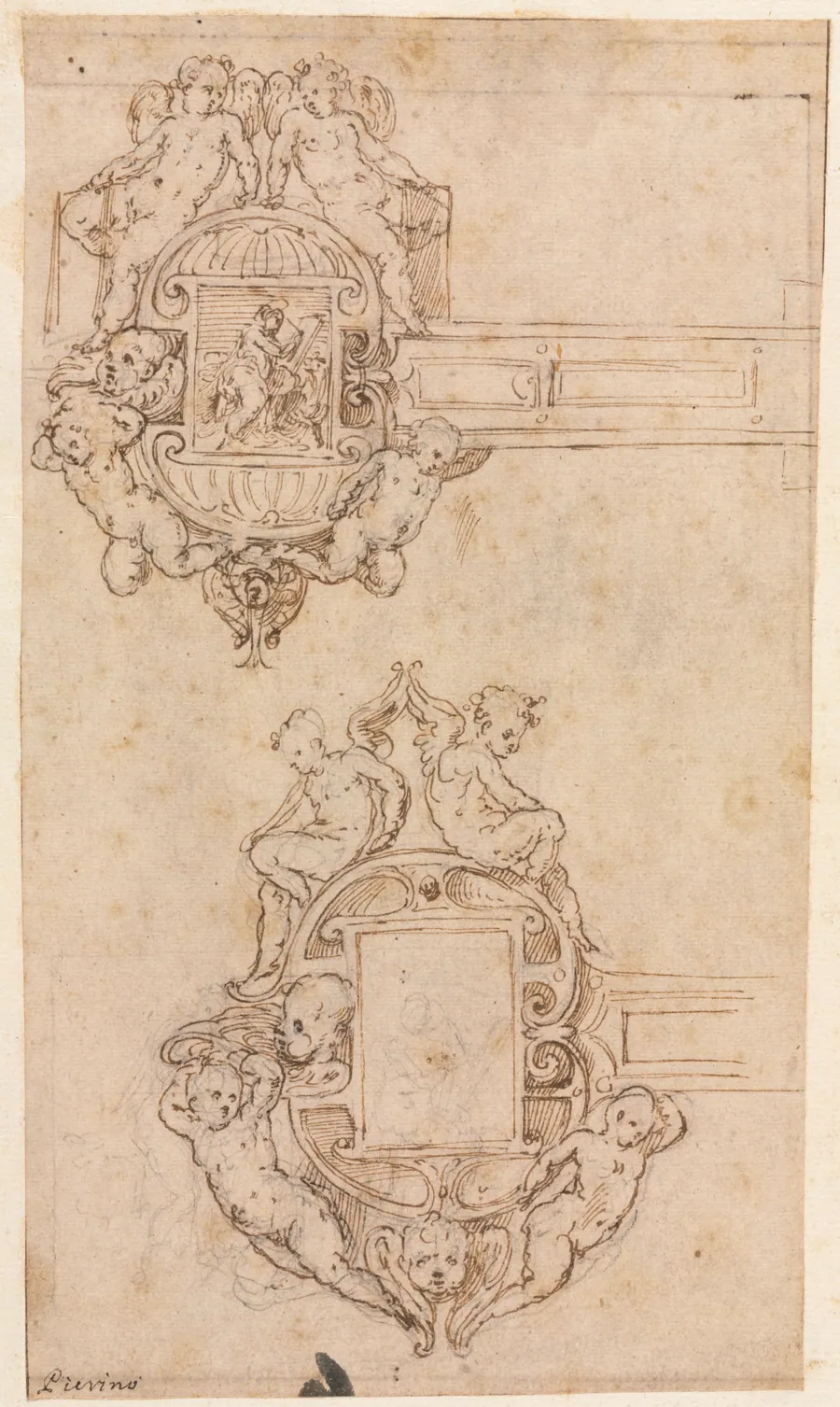 Design for Decorative Hinges (recto) by Luzio Romano