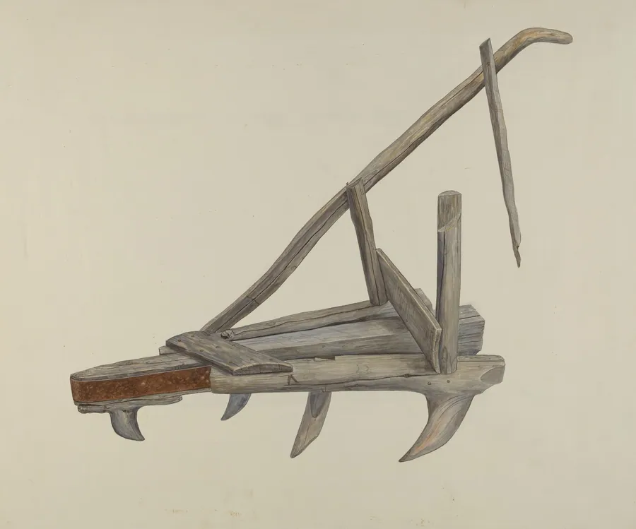 Wooden Harrow or Cultivator by Wilbur M Rice
