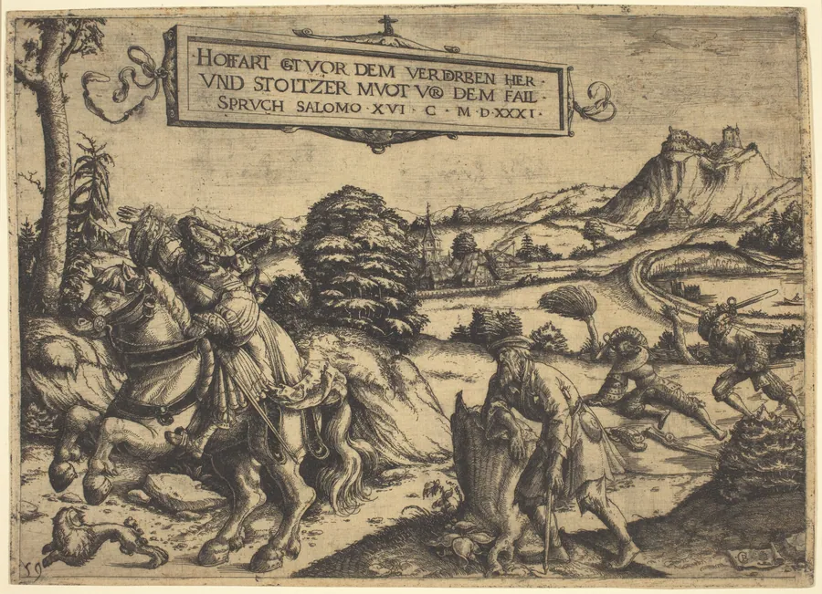 Allegory of "Pride Goeth Before Destruction...": A Gentleman and a Lady on Horseback by Christoph Bockstorfer