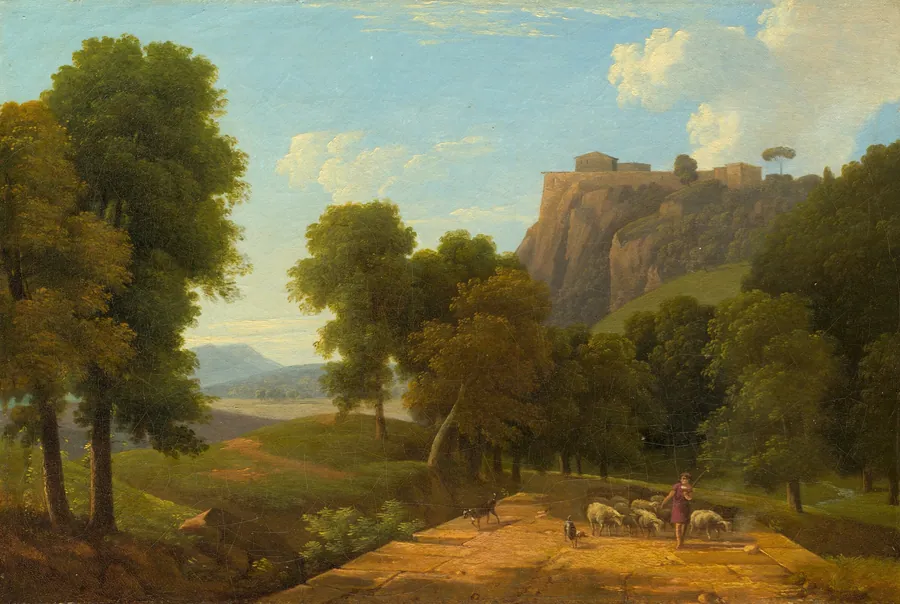 Shepherd with His Flock by Jean-Victor Bertin