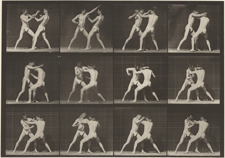 Plate Number 340. Boxing, open hand (shoes) by Eadweard Muybridge
