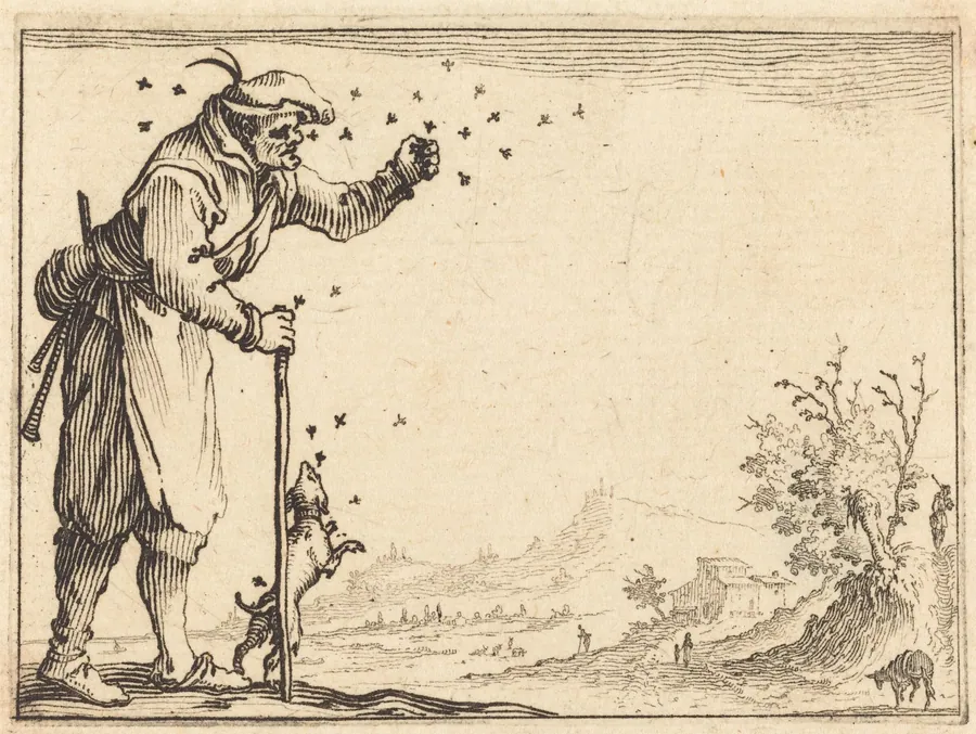 Peasant Attacked by Bees by Jacques Callot