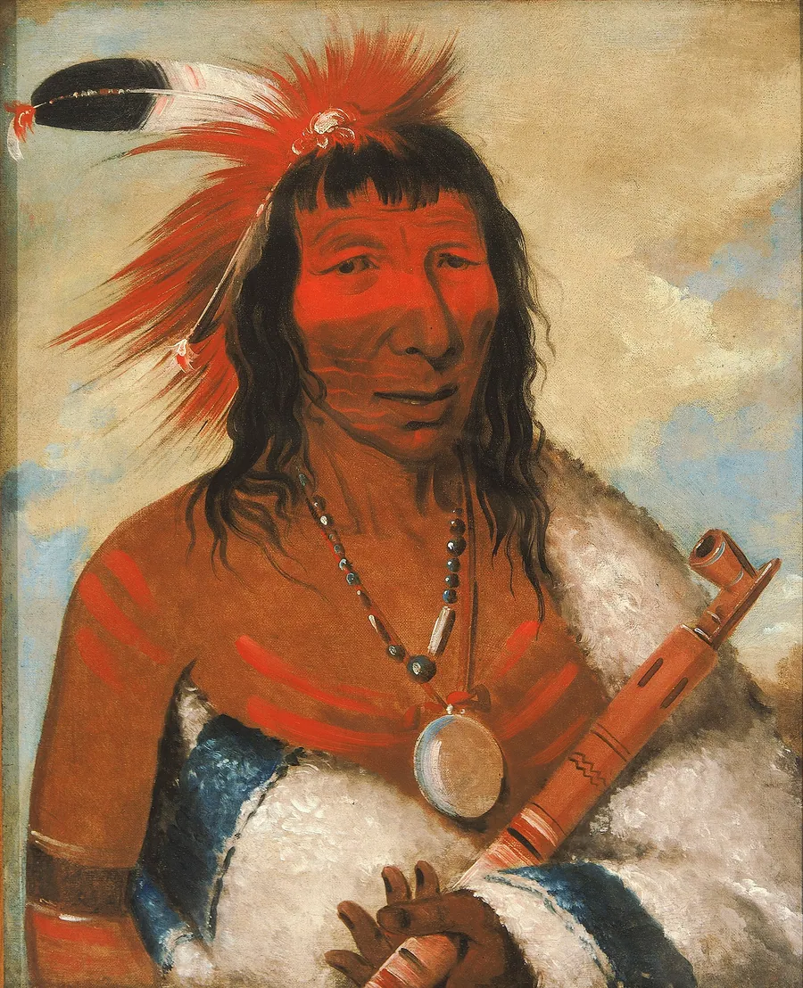 Wá-nah-de-túnk-ah, Big Eagle (or Black Dog), Chief of the O-hah-kas-ka-toh-y-an-te Band by George Catlin, born Wilkes-Barre, PA 1796-died Jersey City, NJ 1872