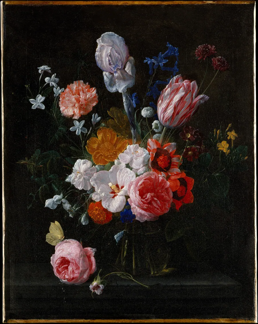 A Bouquet of Flowers in a Crystal Vase by Nicolaes van Veerendael