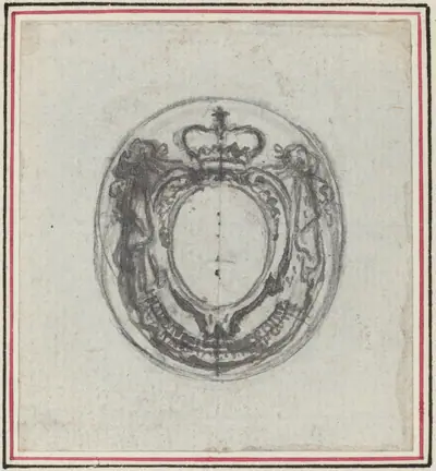 Armorial Cartouche with Crown and Swags