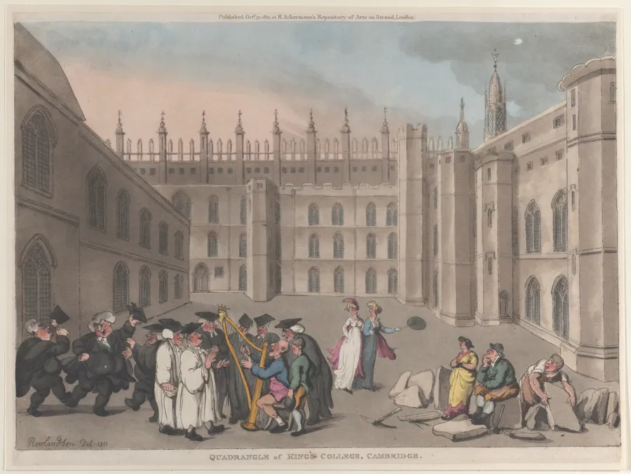 Quadrangle of King's College, Cambridge by Thomas Rowlandson