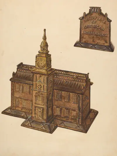 Cast Iron Toy Bank: Independence Hall