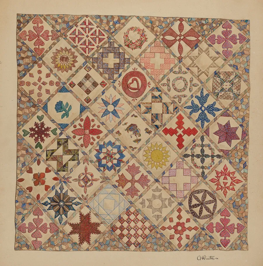 Bedspread (Detail of Center) by Charlotte Winter