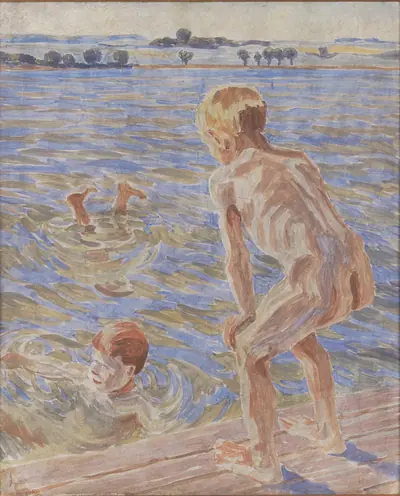 Badende drenge. Fåborg Fjord