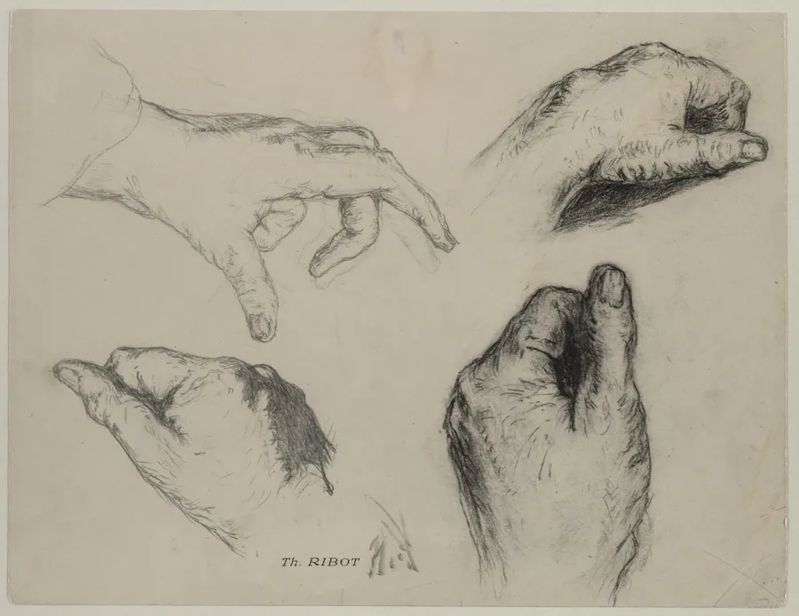 Study of Hands (recto) by Théodule Ribot