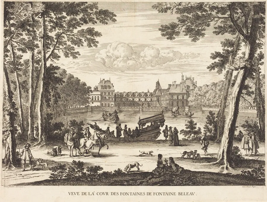 Veue de la cour des Fontaines de Fontaine Beleau by Israël Silvestre