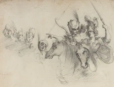 Figures on Horseback [verso]