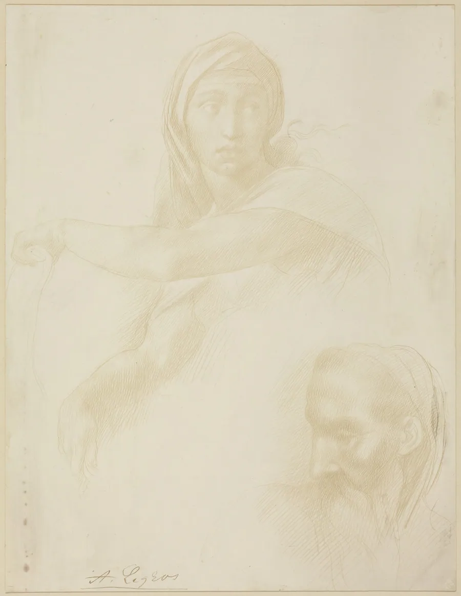 Study of Delphic Sibyl; Head of a Man by Alphonse Legros