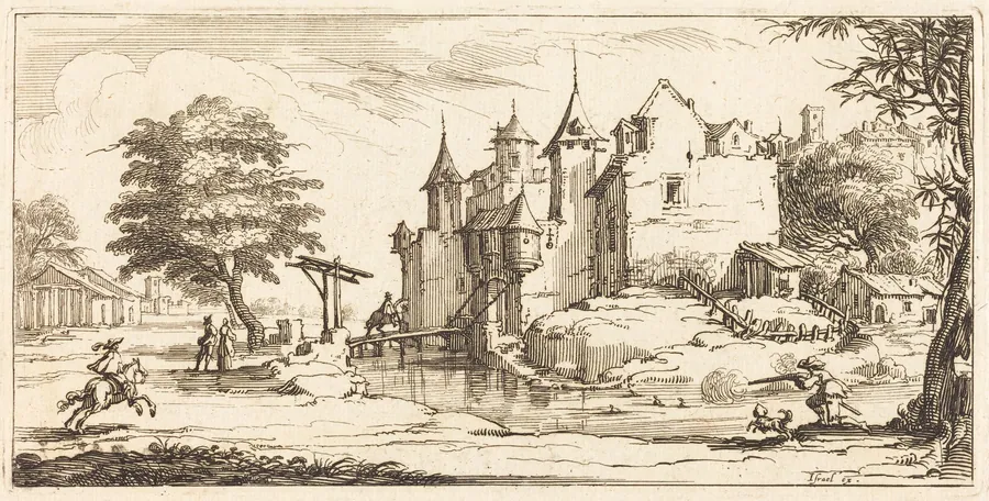 Chateau with a Drawbridge by French 17th Century