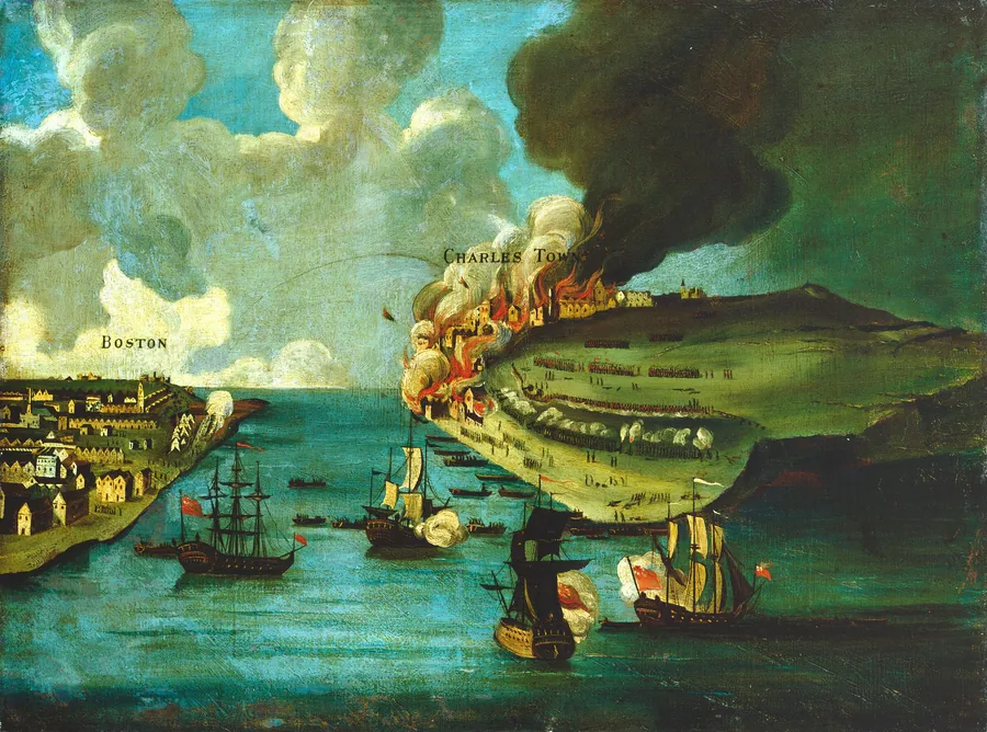 Attack on Bunker's Hill, with the Burning of Charles Town by American 18th Century