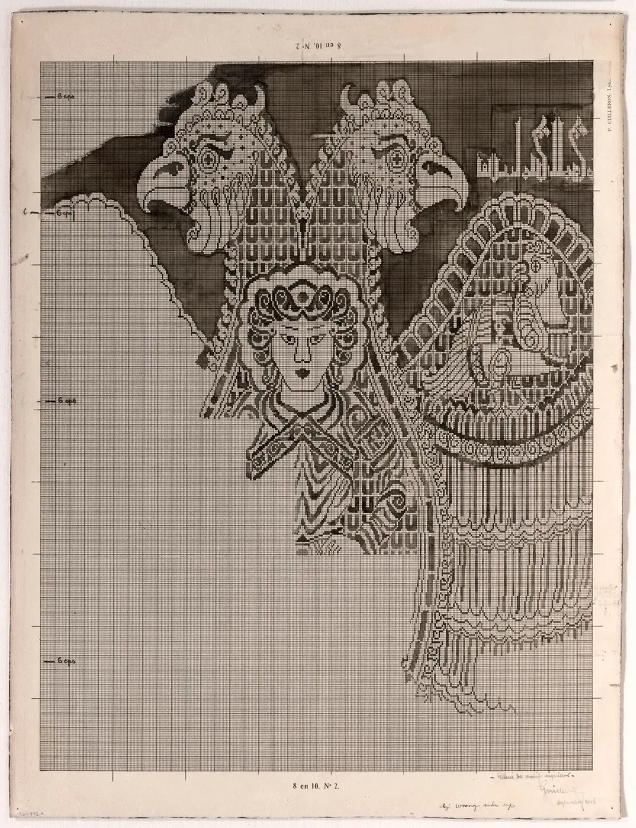 Schematic Drawing of Buyid Silk (1962.264) by Félix Guichert