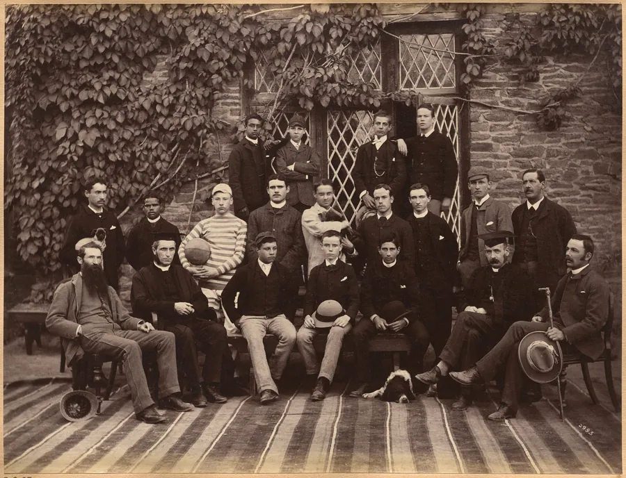 High Class Students and Teachers at Bishop Cotton School, Shimla (verso) by Raja Deen Dayal