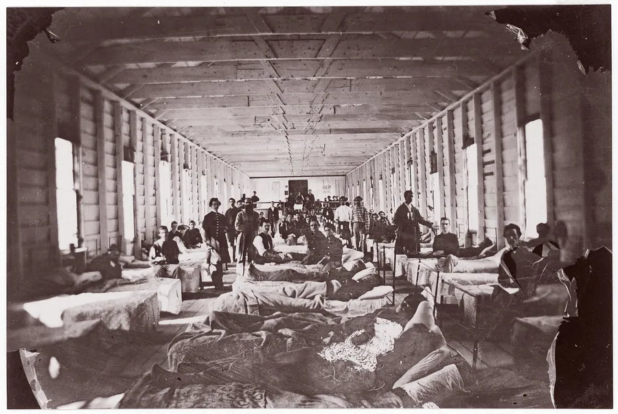 Ward in Hospital. Convalescent Camp, Alexandria Virginia by Mathew B. Brady