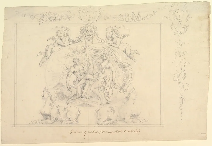Design for the painting, Mars, Venus & Cupid for the Dining Room at Kirtlington Park, Oxfordshire by John Sanderson