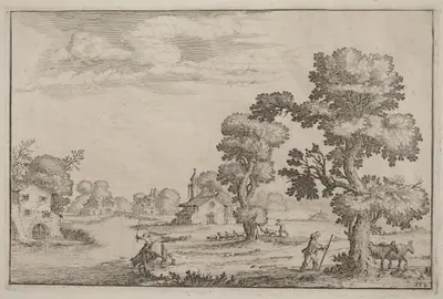 Lakeside Village with Herdsmen