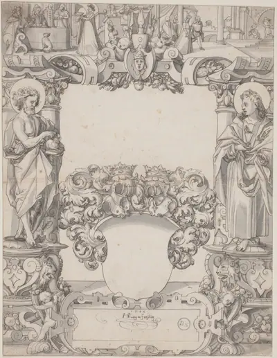 Glass Design with Saint John the Baptist and Saint John the Evangelist