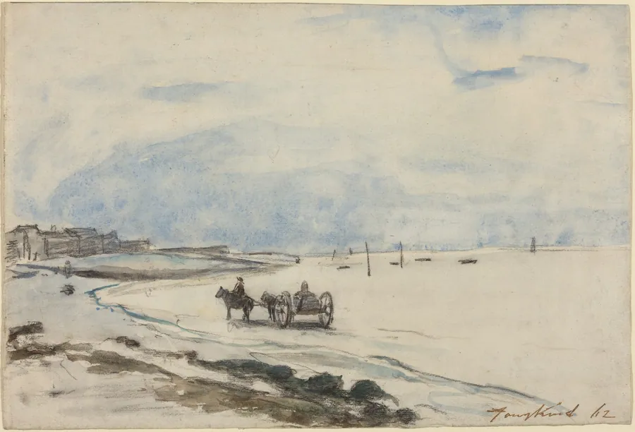 Cart on the Beach at Etretat by Johan Barthold Jongkind