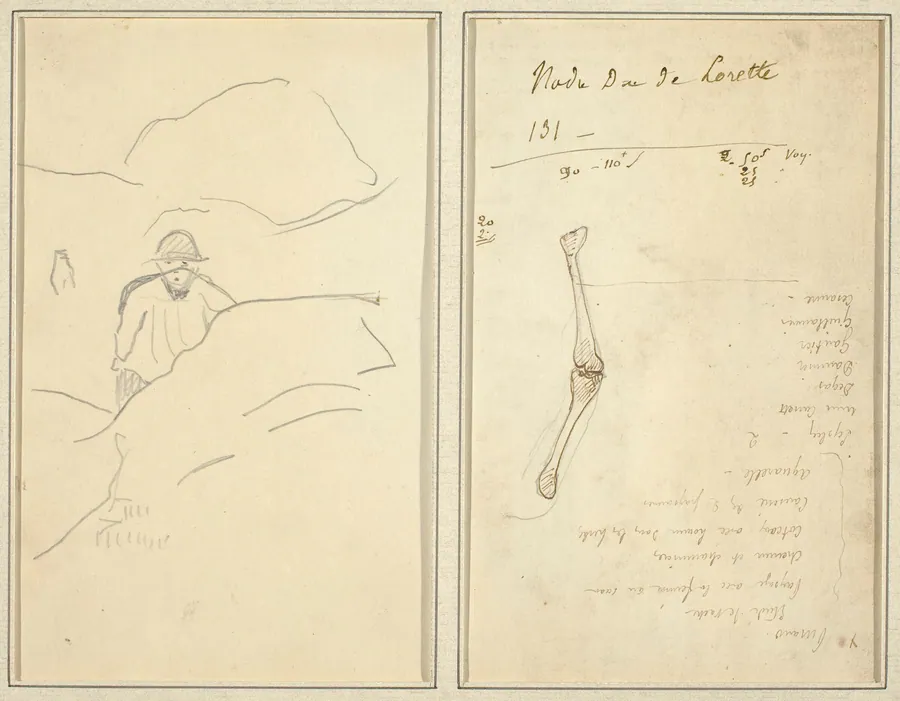 Breton Boy in a Landscape; Study of an Arm [verso] by Paul Gauguin