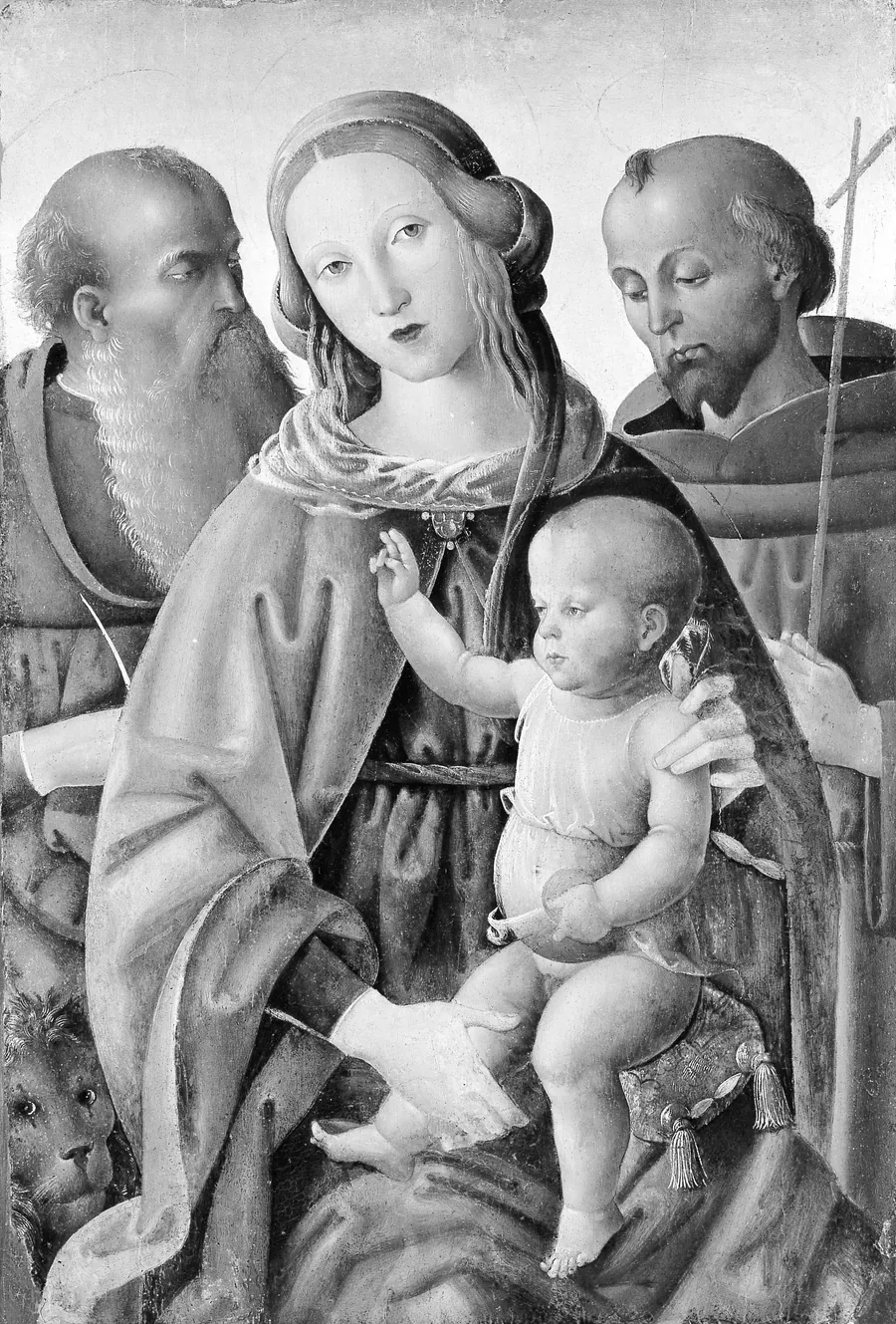 Madonna and Child with Saints Jerome and Francis by Italian (Umbrian) Painter