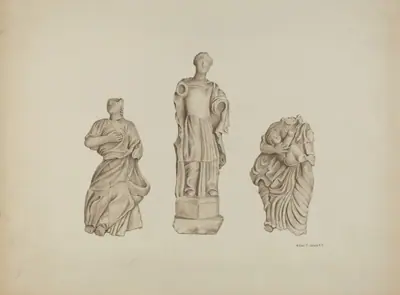 "Faith, Hope and Charity": Stone Figures from Facade of Mission