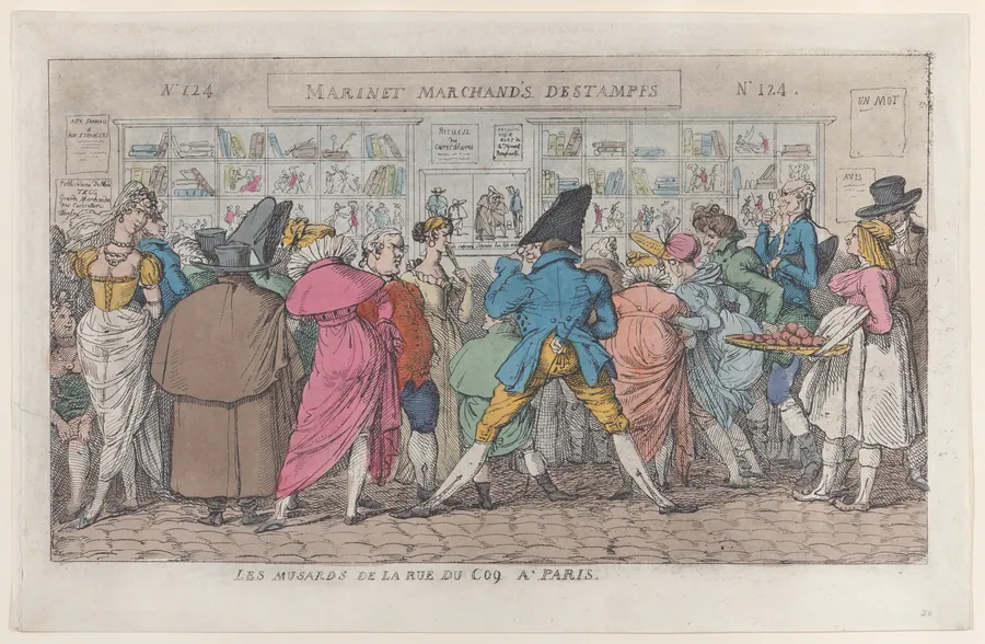 Les Musards de la Rue du Coq à Paris (Dawdlers of the Rue Coq) by Thomas Rowlandson