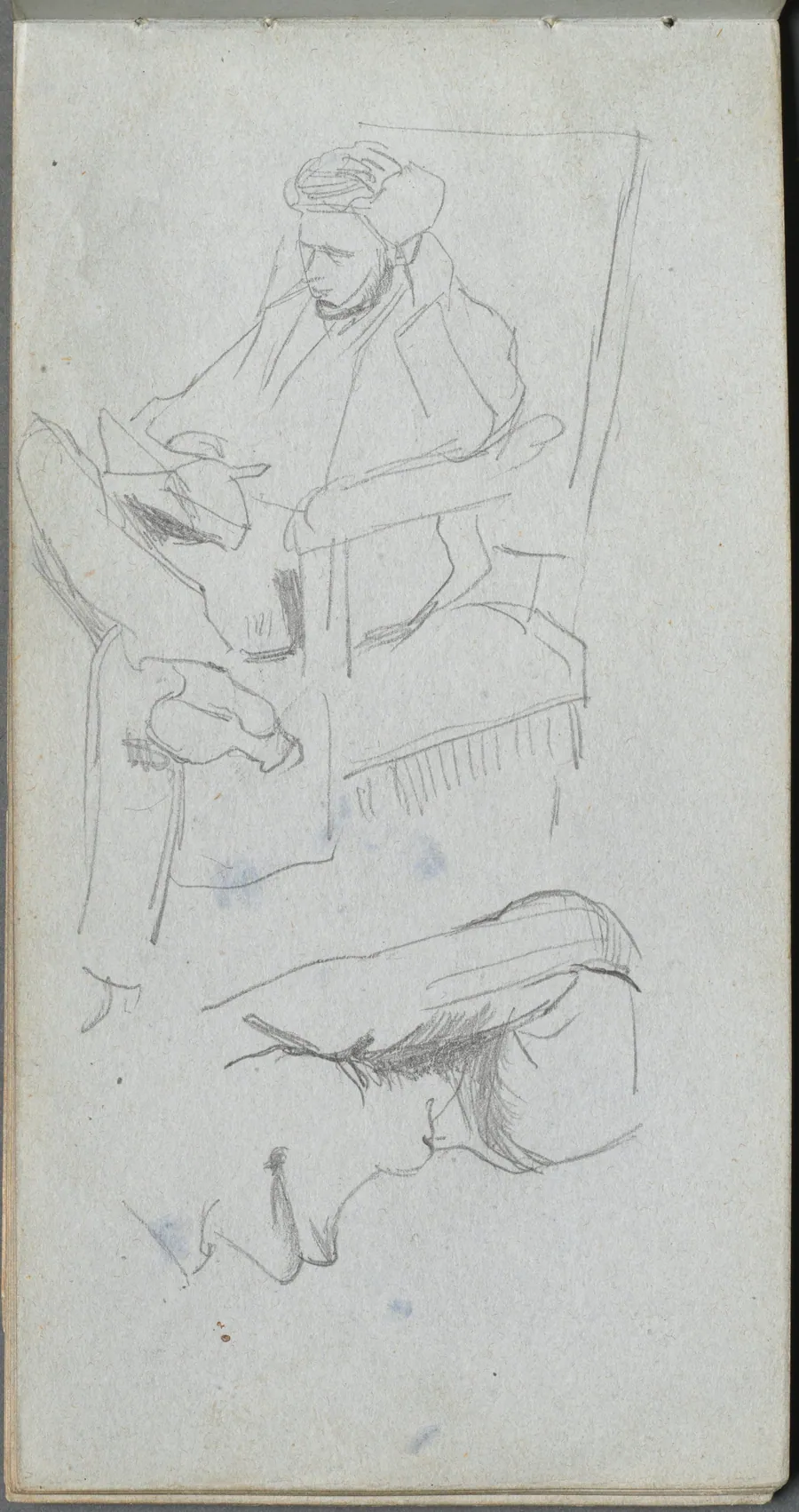 Sketchbook, page 24: Seated Male Figure by Ernest Meissonier
