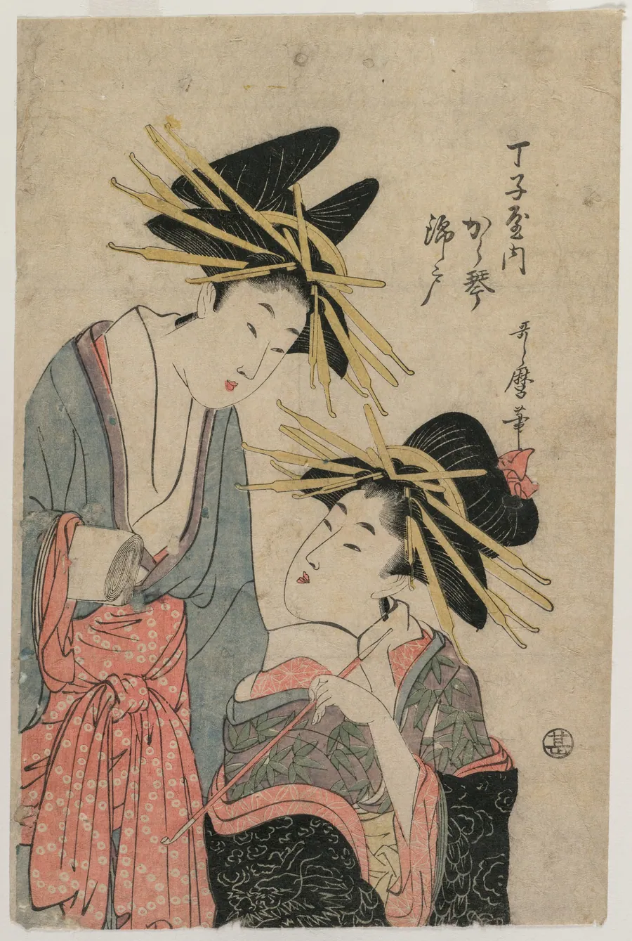 The Courtesans Karagoto and Nishikido of Chojiya by Kitagawa Utamaro II