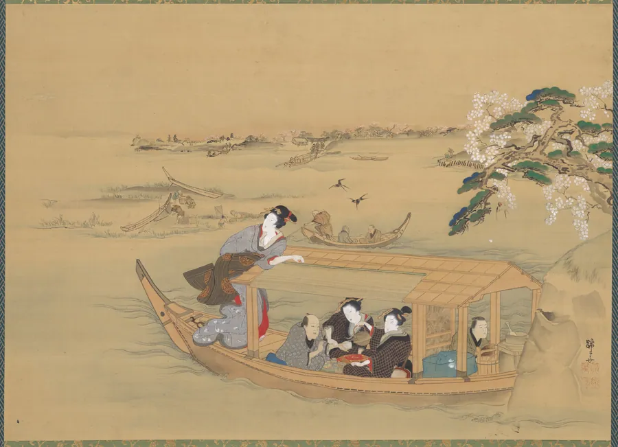 Pleasure Boat on the Sumida River by Teisai Hokuba