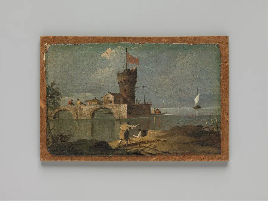 Capriccio with a Circular Tower, Two Houses, and a Bridge by Francesco Guardi