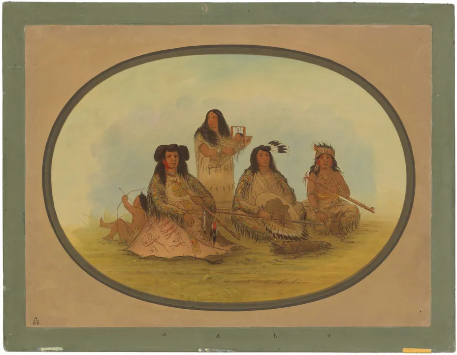 The Sioux Chief with Several Indians by George Catlin