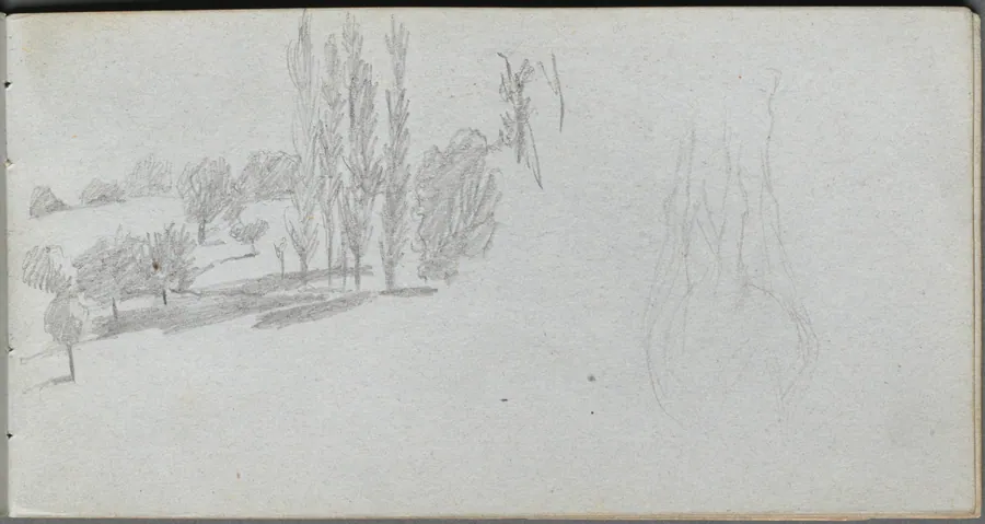Sketchbook, page 18: Study of a Horse and Landscape Study by Ernest Meissonier