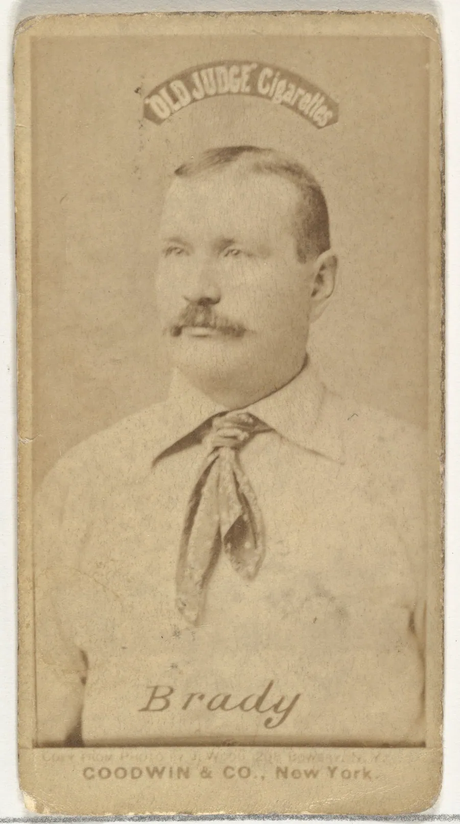 Stephen A. "Steve" Brady, New York Metropolitans, from the Old Judge series (N172) for Old Judge Cigarettes by J. Wood