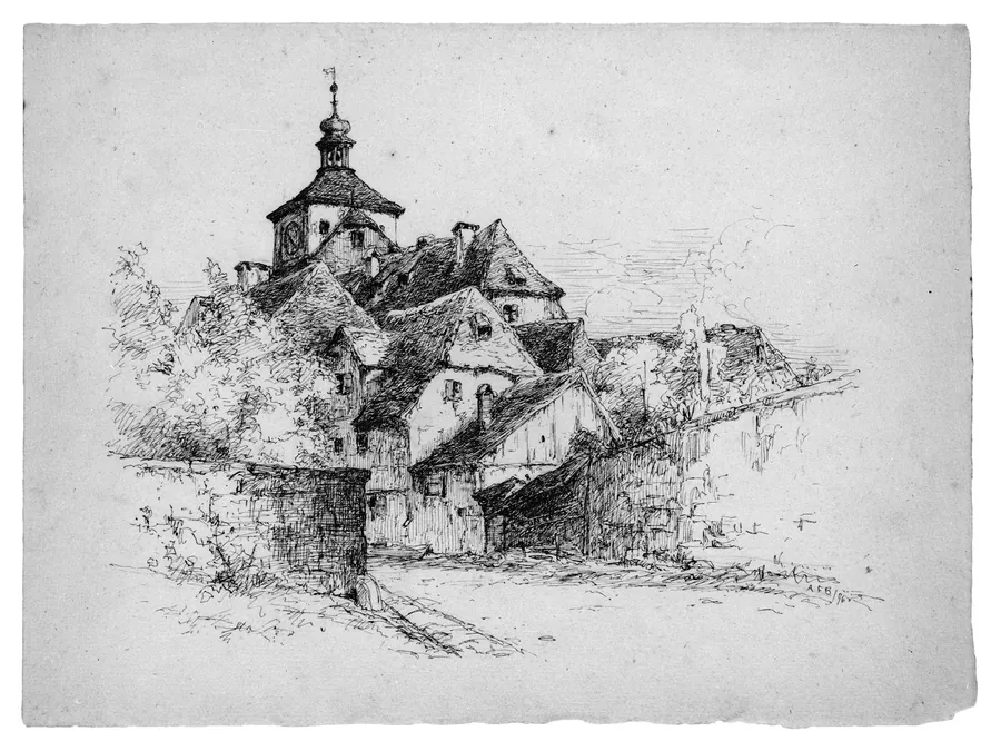 Sketch of a German Village by Andrew Fisher Bunner